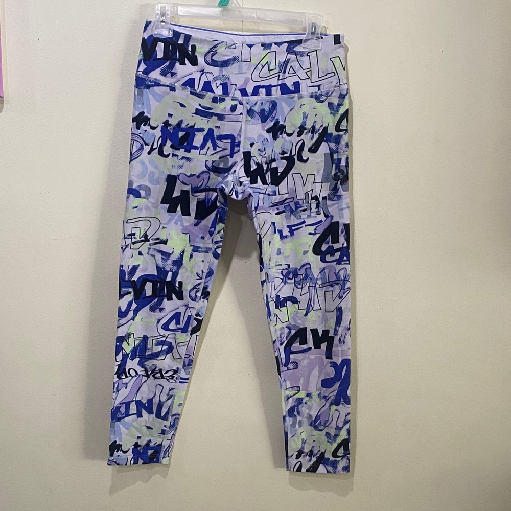 Calvin Klein Girls' Graffiti Leggings - Blue & Lime
